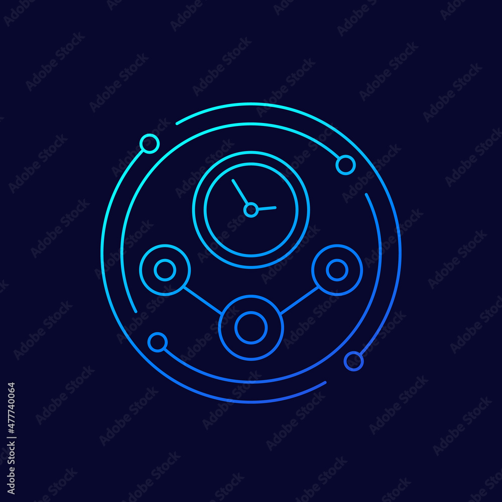 Poster time tracking line icon for web