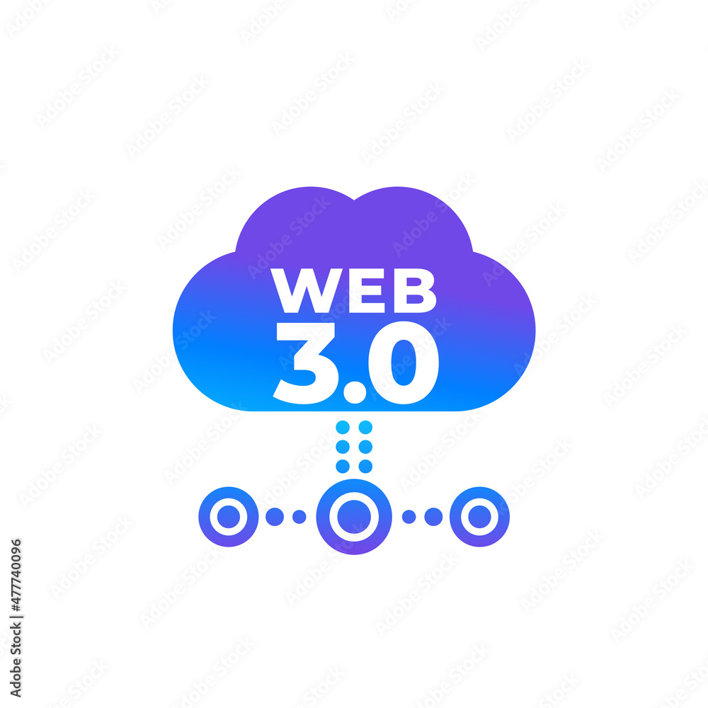 Poster web 3.0 vector icon with a cloud
