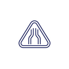 narrow road sign, vector line icon