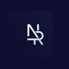 NR letters, monogram logo design