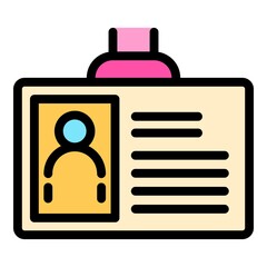 Plastic id card icon. Outline plastic id card vector icon color flat isolated