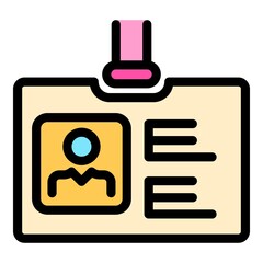 Label id card icon. Outline label id card vector icon color flat isolated