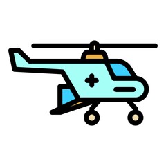 Engine rescue helicopter icon. Outline engine rescue helicopter vector icon color flat isolated