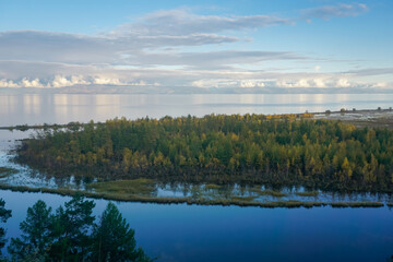 Fototapeta na wymiar Beautiful landscape of the coast of Lake Baikal in Severobaikalsk