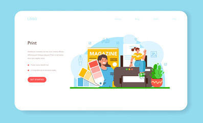 Book, newspaper or magazine printing web banner or landing page.