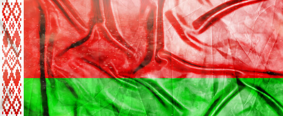 Belarus flag, Realistic waving fabric flag, Flag Background texture, 3d illustration.