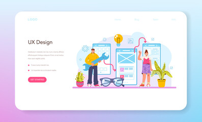 UX designer web banner or landing page. App interface improvement.