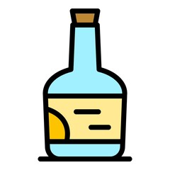 Bourbon bottle icon. Outline bourbon bottle vector icon color flat isolated