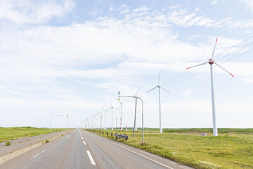 Fototapeta premium 北海道の一本道