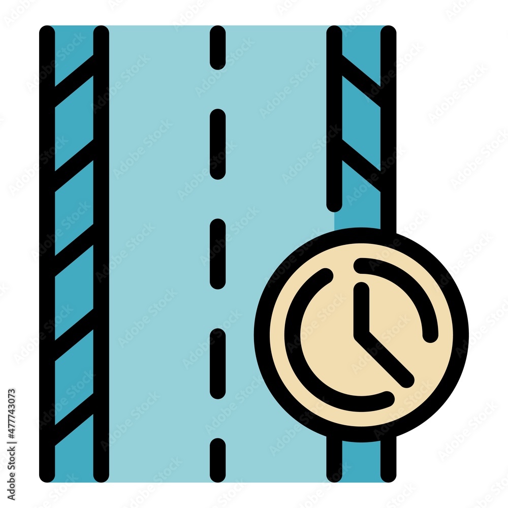 Poster highway timer icon. outline highway timer vector icon color flat isolated