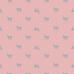 Seamless pattern of goat. Domestic animals on colorful background. Vector illustration for textile.