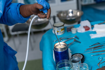 Sterile surgery modern equipment. Medical operation equipment.