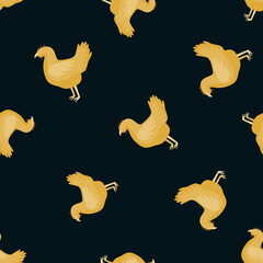 Seamless pattern of hen. Domestic animals on colorful background. Vector illustration for textile.