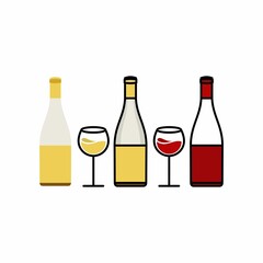 wine bottle wineglass for cafes restaurant bar pub logo design
