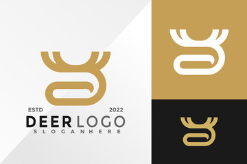 Lettes D Deer Logo Design Vector illustration template