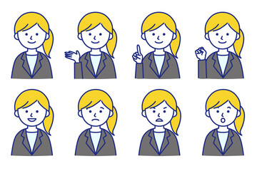 女性 スーツ カットソー シャツ 会社員 ビジネス イラスト ベクター AI 素材