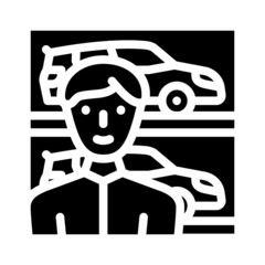 automobile car seller glyph icon vector. automobile car seller sign. isolated contour symbol black illustration