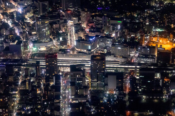 Fototapeta na wymiar 夜の静岡駅付近を南側から空撮