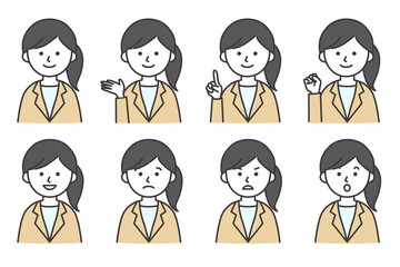 女性 スーツ カットソー シャツ 会社員 ビジネス イラスト ベクター AI 素材