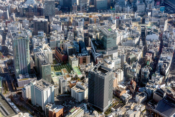 渋谷区宇田川町上空から渋谷駅方向を空撮