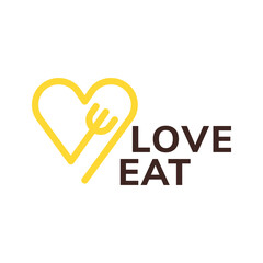 Heart Symbol with Fork inside for food enthusiast