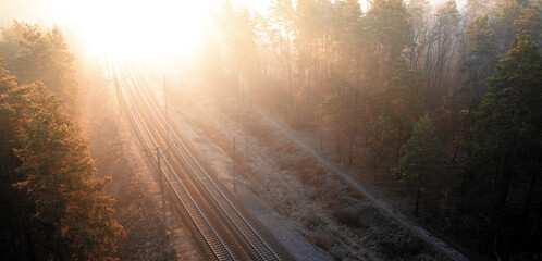 Top view of freight train, motion blur.