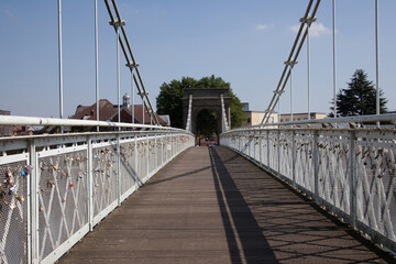 Fototapeta na wymiar The Wilford Suspension Bridge in Nottingham in the UK