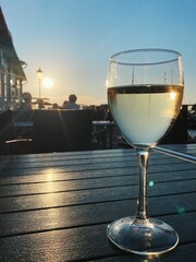 glass of wine on the terrace