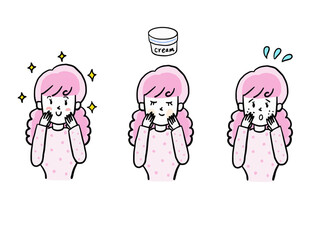 肌荒れケア・美容　女性イラスト