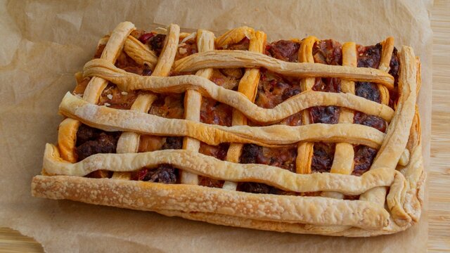 Big homemade deef pie. Hot food