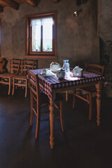 Breakfast table with simplicity in a rural bad and breakfast