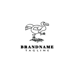 dodo bird cartoon logo template icon design black vector illustration © darul