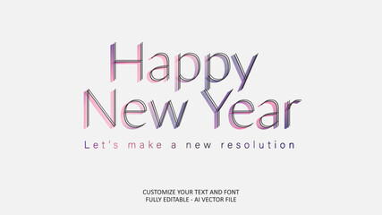 Fototapeta premium Card of happy new year resolutions note editable text effect gradient vector 