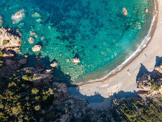 Drone view of Tinnari beach in the northwest of Sardinia