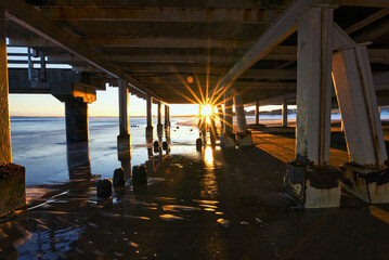 Seebrücke bei Sonnenaufgang Usedom Ahlbeck