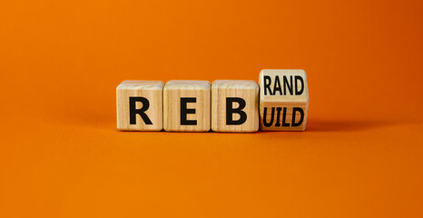 Rebrand and rebuild symbol. Turned a wooden cube and changed the word rebrand to rebuild. Beautiful...