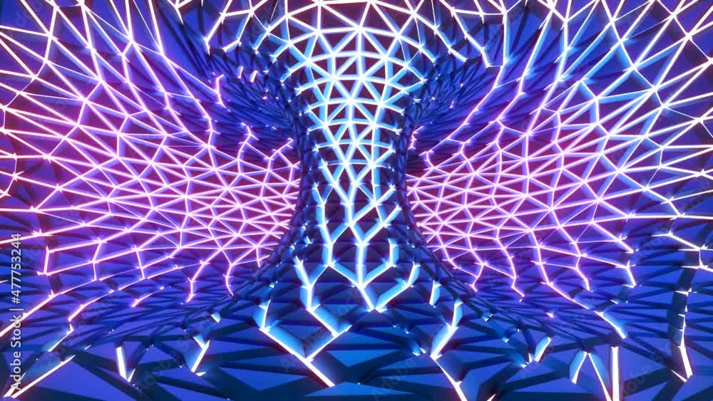 Aufkleber glowing 3d tornadoes. design. 3d rotating loop with glowing lines. sci-fi tree with looped space and