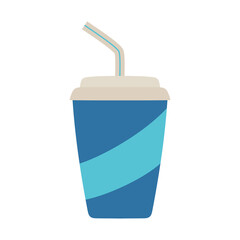 cartoon illustration of cup with lid and straw isolated