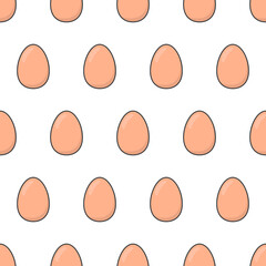 Eggs Seamless Pattern On A White Background. Chicken Boiled Eggs Icon Theme Vector Illustration