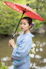 Woman in Japanese traditional fashion