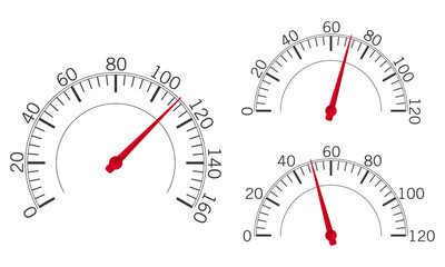 Vector illustration of speedometer gauge. Suitable for design element of speed meter, level measurement tool, and vehicle dashboard information instrument.