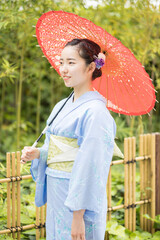 Woman in Japanese traditional fashion