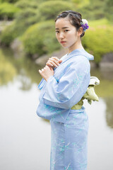 Woman in Japanese traditional fashion