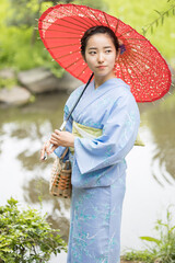 Woman in Japanese traditional fashion