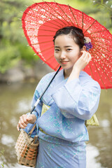 Woman in Japanese traditional fashion