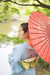 Woman in Japanese traditional fashion
