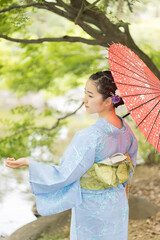 Woman in Japanese traditional fashion
