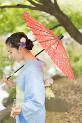 Woman in Japanese traditional fashion