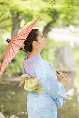 Woman in Japanese traditional fashion