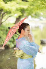 Woman in Japanese traditional fashion